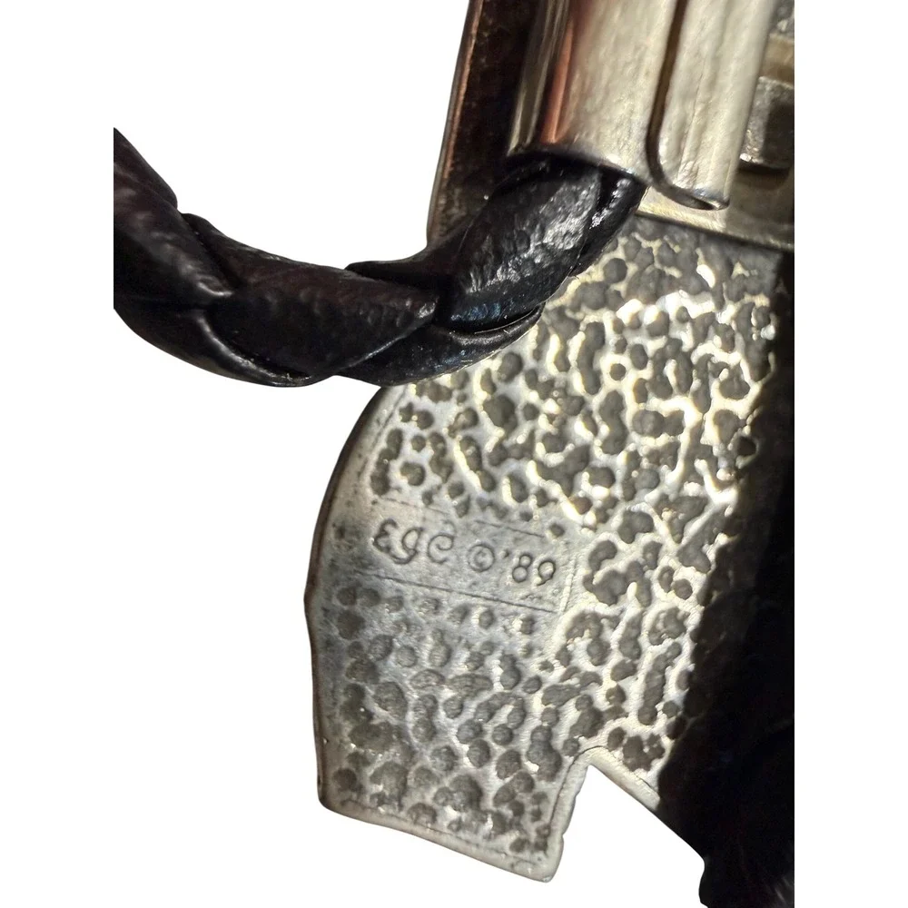 EGE Vintage Western Bolo Tie Cowboy Boot‎ Turquoise Inlay Silver Tone Black Cord
